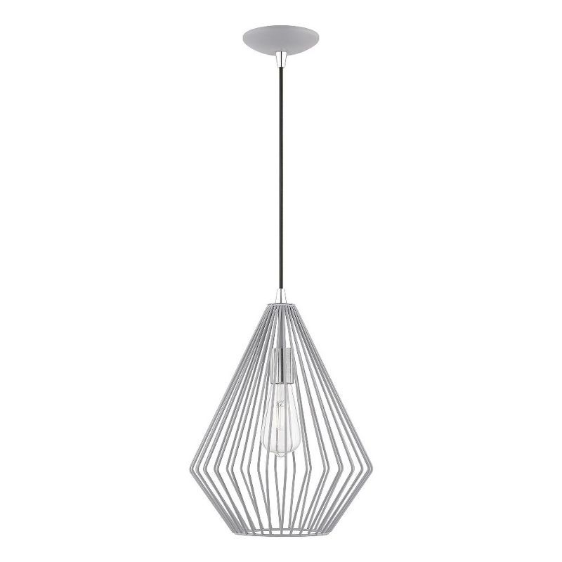 Nordic Gray and Polished Chrome 1-Light Indoor/Outdoor Pendant