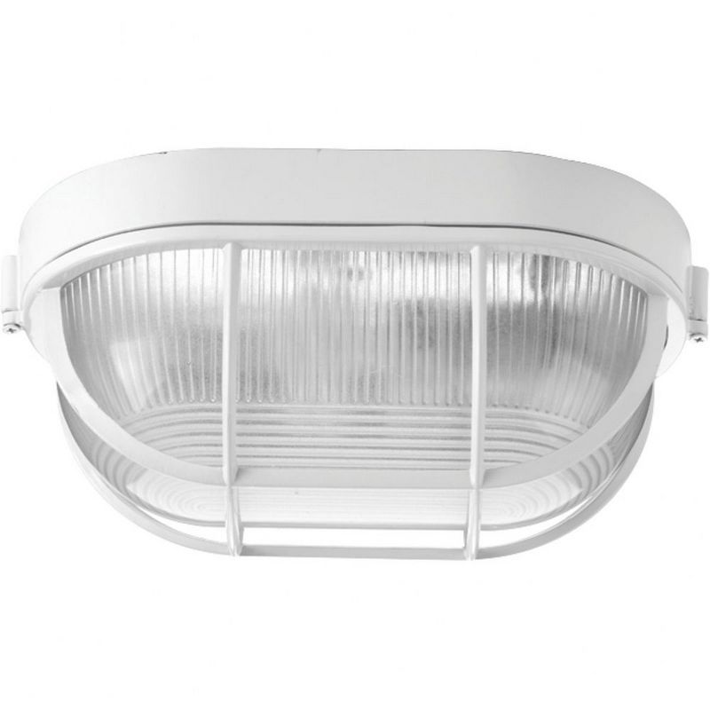 White Aluminum Indoor/Outdoor Flush Mount Light with Polycarbonate Shade