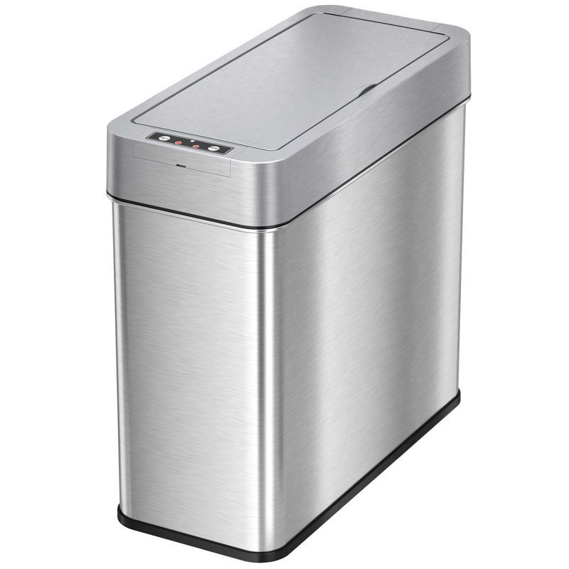 Slim Silver Stainless Steel Touchless Motion Sensor Trash Can 4 Gallon