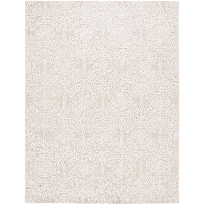 Ivory Floral Hand-Tufted Wool 8' x 10' Area Rug