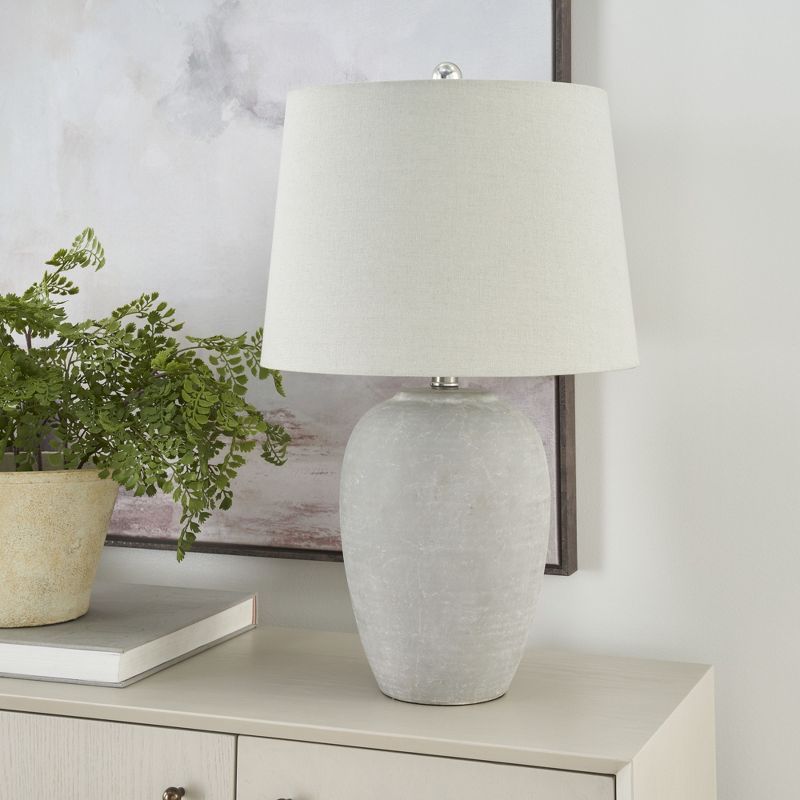 23" Grey Ceramic Urn Table Lamp with Fabric Shade