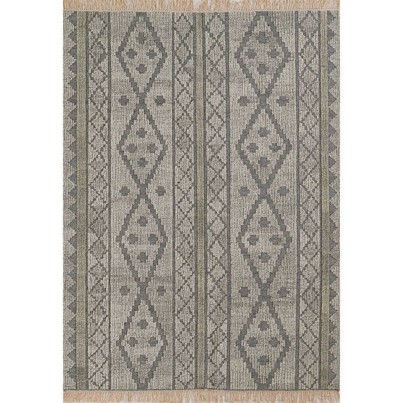 Handmade Rectangular Gray Wool Geometric Area Rug 2' x 3'