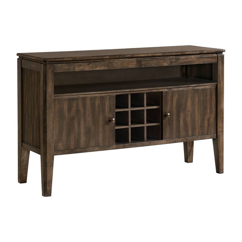 Transitional Brushed Mango 54" Sideboard with Wine Rack in Brown