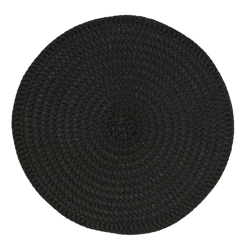 Black Round Woven Fabric Placemats Set of 4