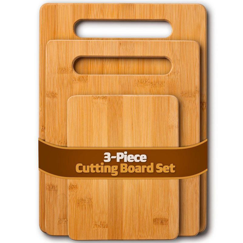 3-Piece Bamboo Wood Cutting Board Set with Juice Groove