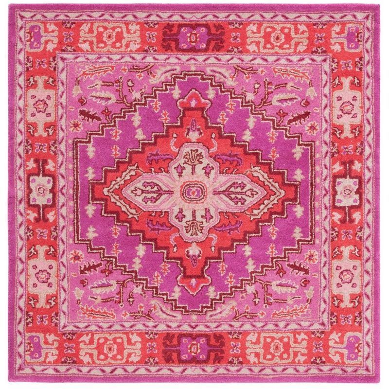 Bellagio Red and Pink Hand Tufted Wool Square Rug