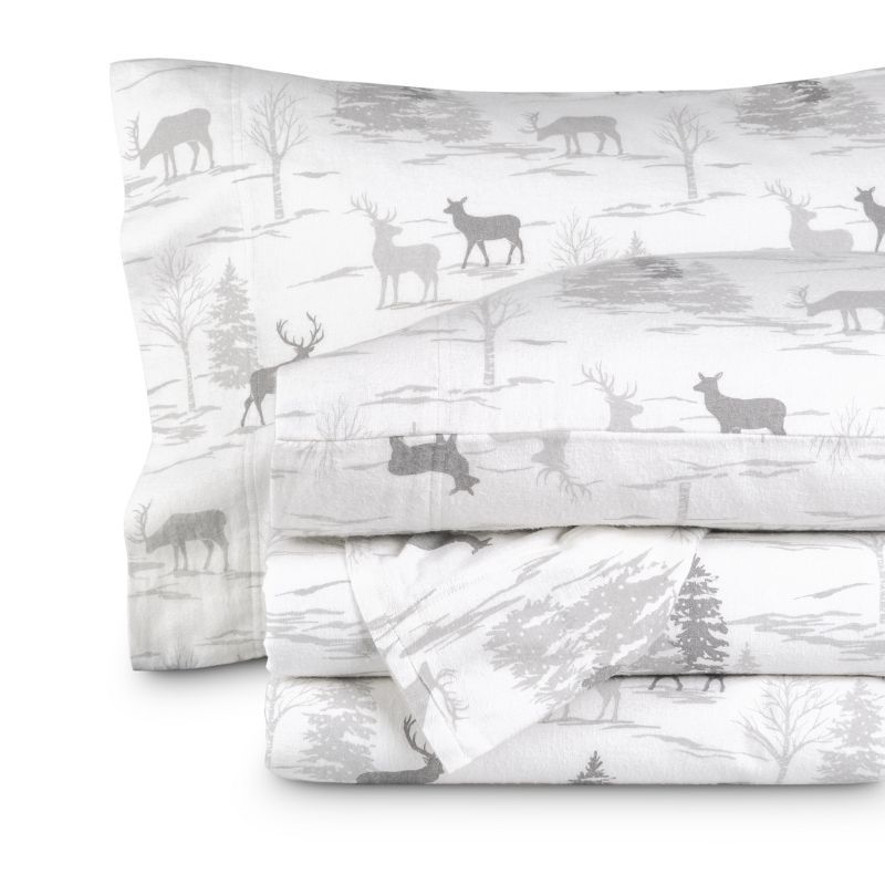 Elk Print Twin XL Cotton Flannel Deep Pocket Sheet Set