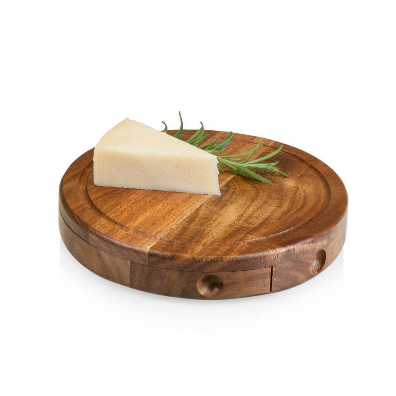 Acacia Round Cheese Board Set with Stainless Steel Tools