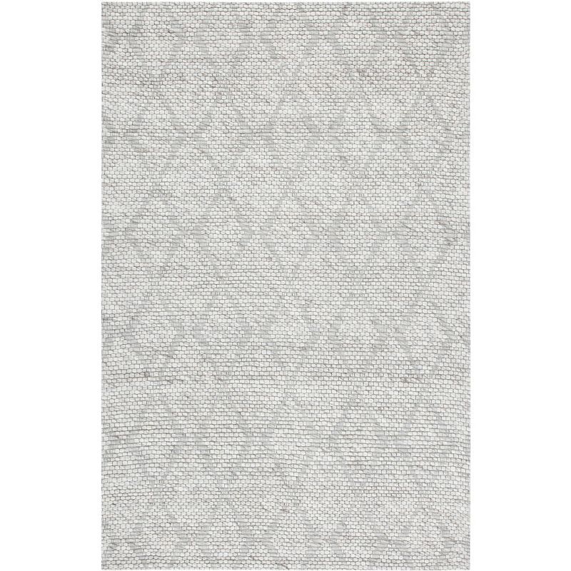 Beige Flat Woven Reversible Wool Area Rug, 5' x 8'