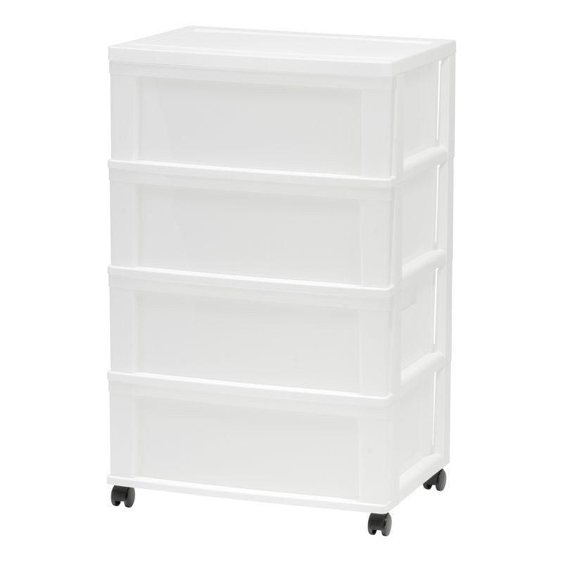 White Plastic 4-Drawer Storage Chest with Casters