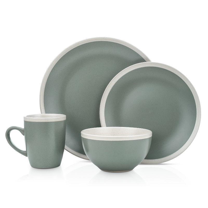 Serenity Green Ceramic 32-Piece Dinnerware Set, Service for 8