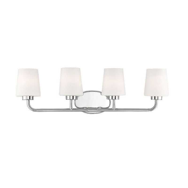 Capra Polished Nickel 4-Light Vanity with White Opal Glass Shades