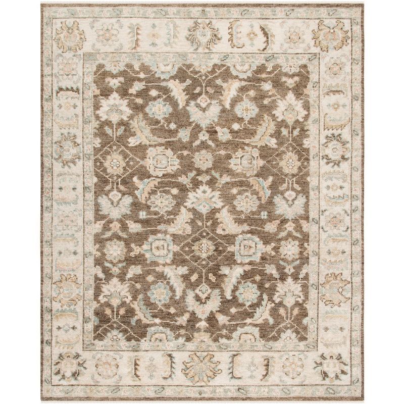 Eco-Friendly Hand-Knotted Woolen Rug in Beige & Brown - 8' x 10'