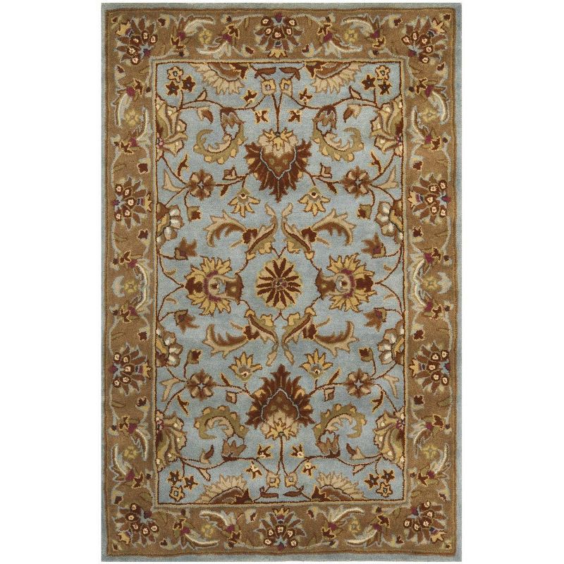 Elegant Heritage Hand-Tufted Wool Rug in Blue and Beige, 2' x 3'