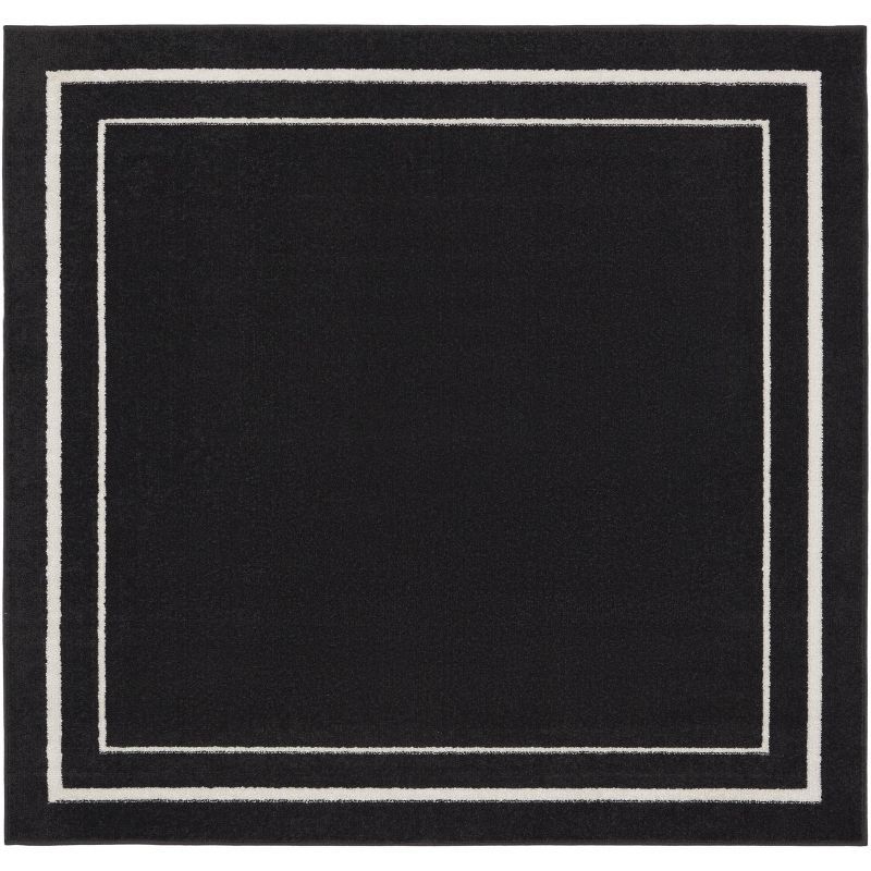 Black Ivory 5' Square Reversible Indoor/Outdoor Rug