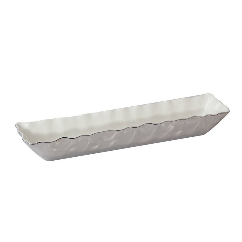 Certified International Silver Coast Metallic Glazed Porcelain Cracker Tray