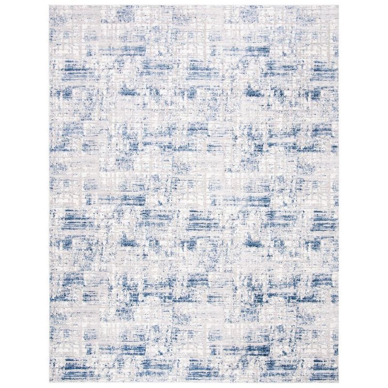 Amelia Blue and Grey Abstract Pattern 8' x 10' Synthetic Area Rug