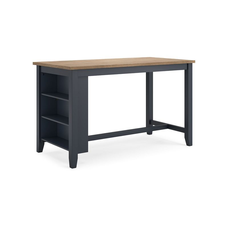 Beige and Blue Extendable Mango Wood Counter Height Dining Table