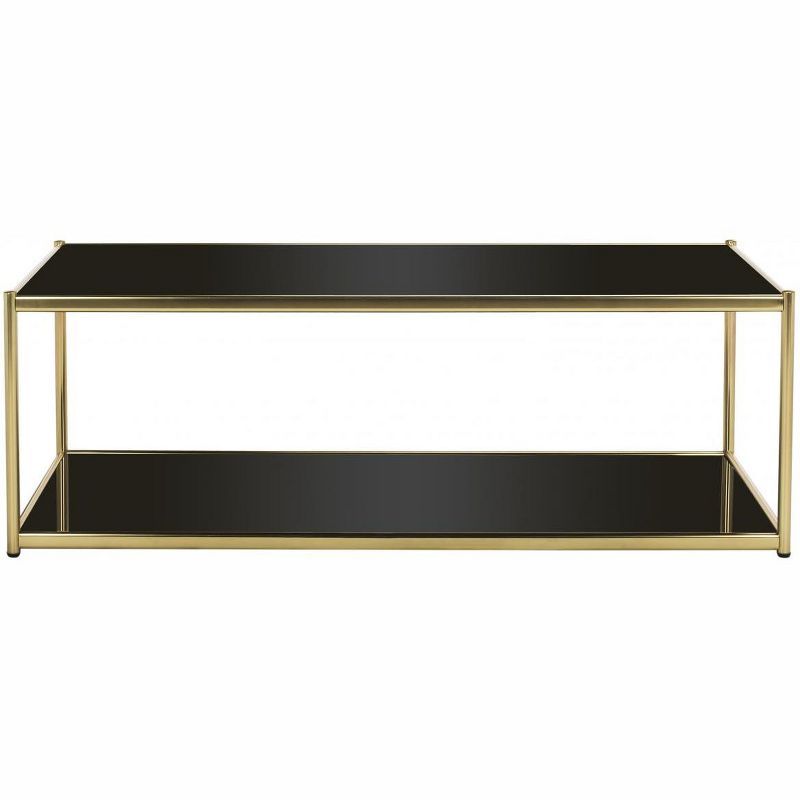 Bauhaus Inspired 51'' Gold and Glass Rectangular Coffee Table