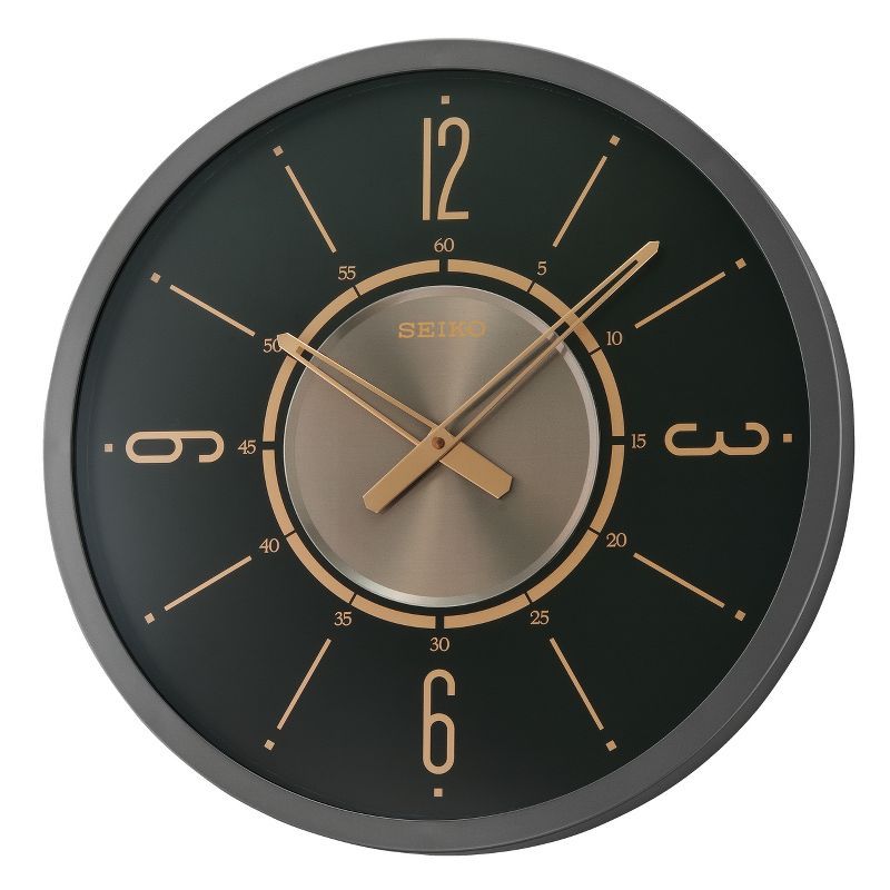 Seiko 20" Black and Gold Iron Wall Clock