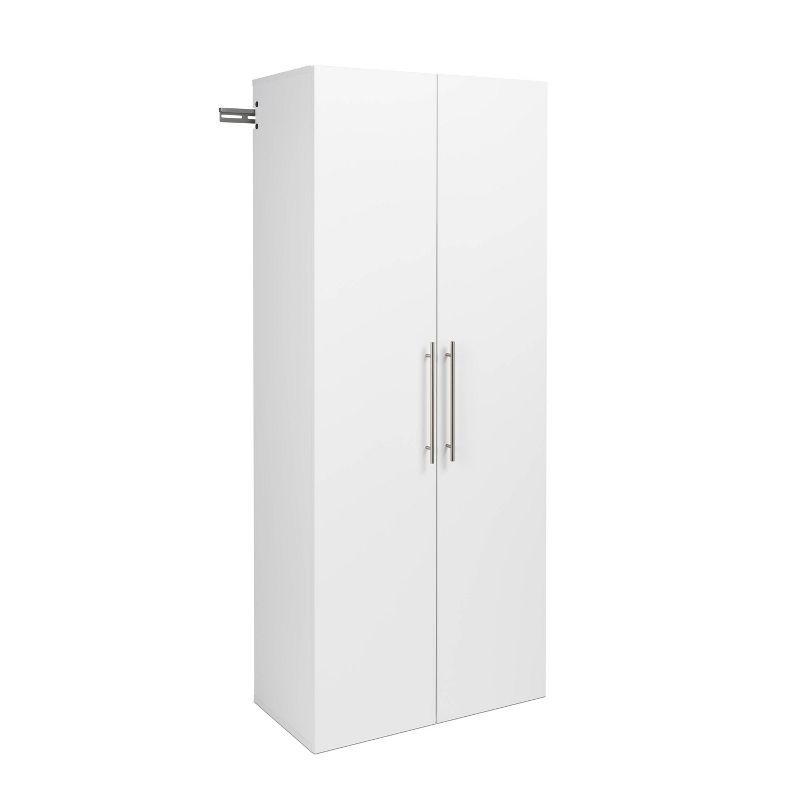 White Wall Mounted Shoe Storage Cabinet with Metal Handles