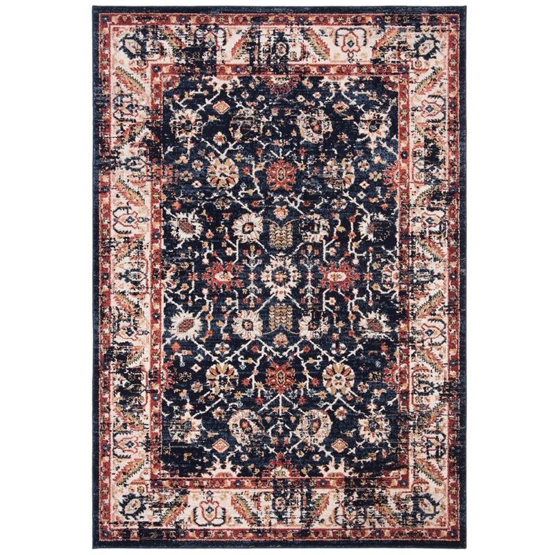 Charleston Heirloom Navy/Ivory Synthetic 5'3" x 7'6" Area Rug