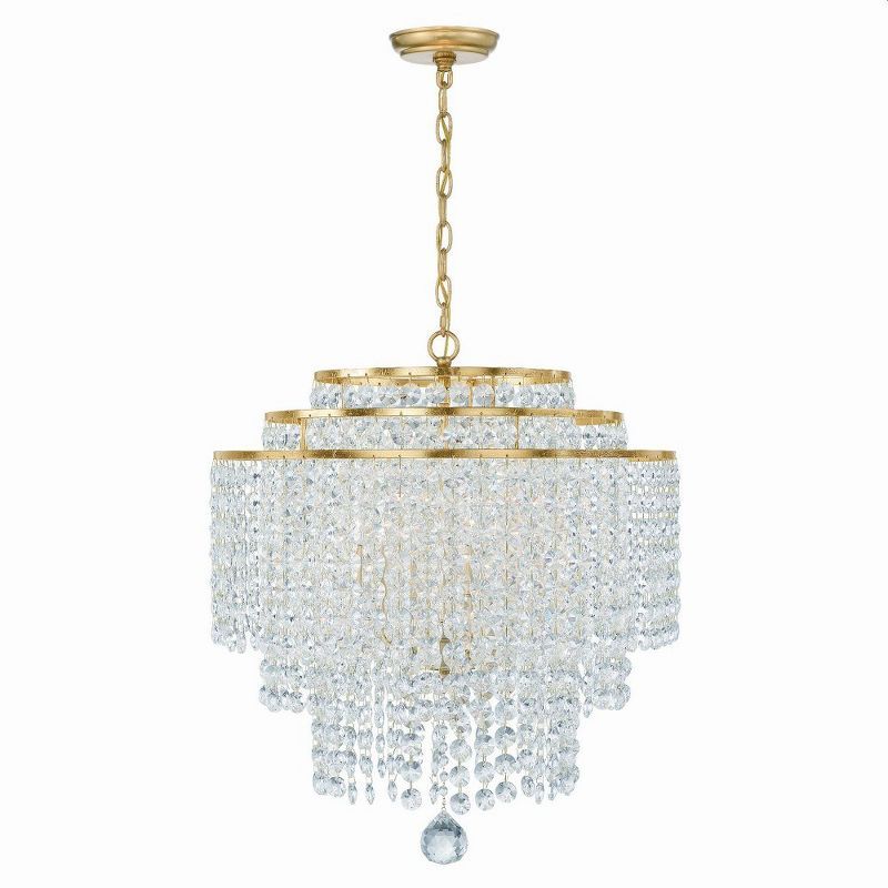 Gabrielle Antique Gold 6-Light Crystal Chandelier