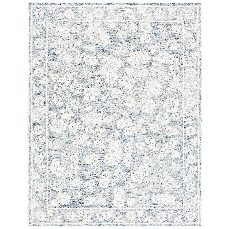 Capri Blue and Ivory Hand-Tufted Wool 8' x 10' Area Rug