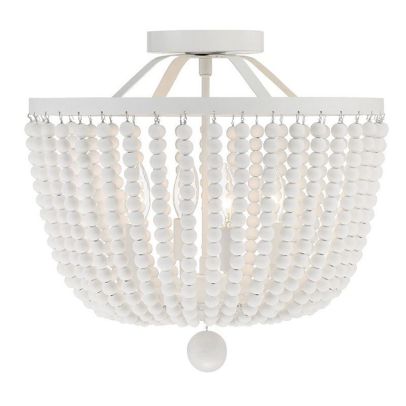 Mini Boho Chic 4-Light Matte White Crystal Bead Chandelier