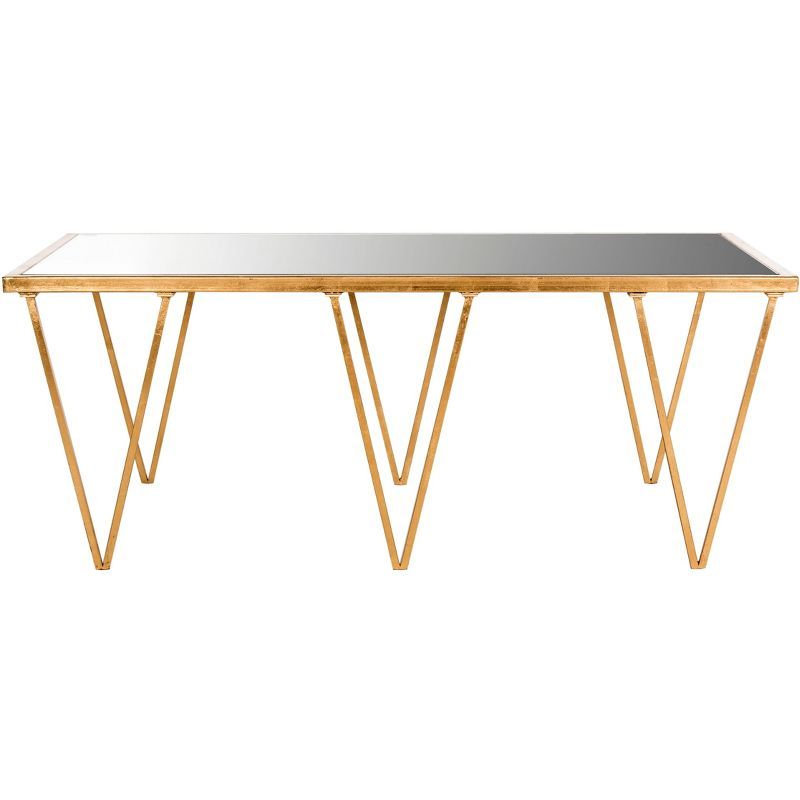 Gold and Glass Rectangular Hairpin Leg Coffee Table