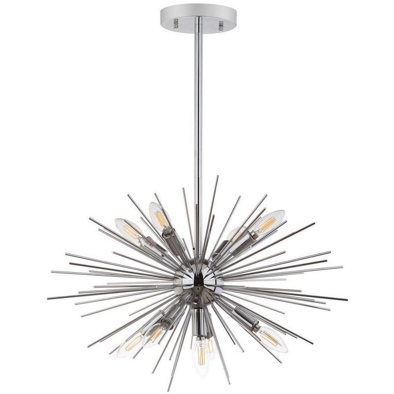 Contemporary Sunburst Silver Pendant with Sputnik Lights