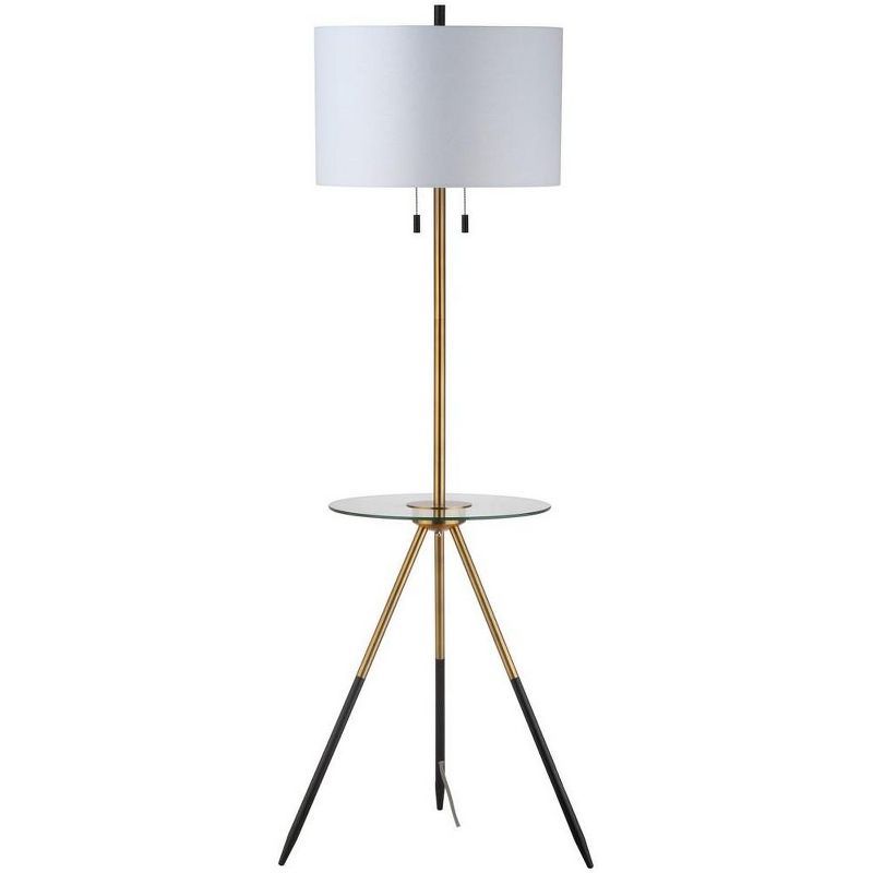 Contemporary Black and Gold Tripod Floor Lamp Side Table