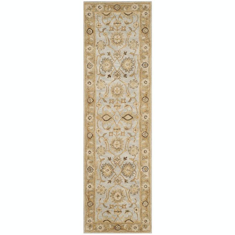 Light Blue Handmade Wool Tufted Runner Rug