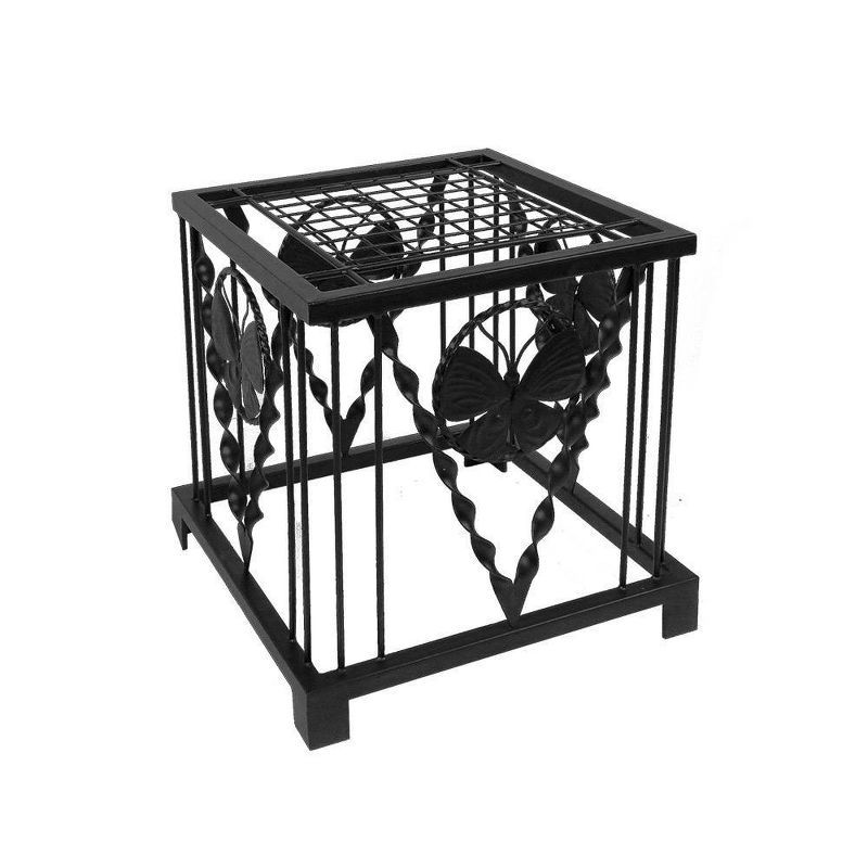 16" Black Wrought Iron Butterfly Plant Stand