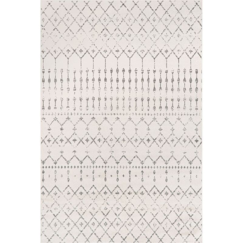 Gray Synthetic Moroccan Trellis 10' Square Area Rug