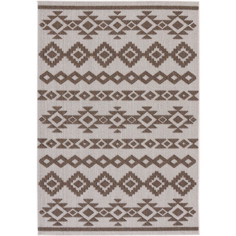 Global Beige and Dark Beige 4' x 6' Synthetic Flat Woven Reversible Rug