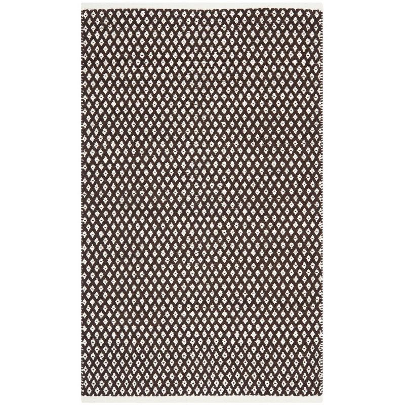 Casual Coastal Hand-Woven Geometric Wool-Cotton Rug