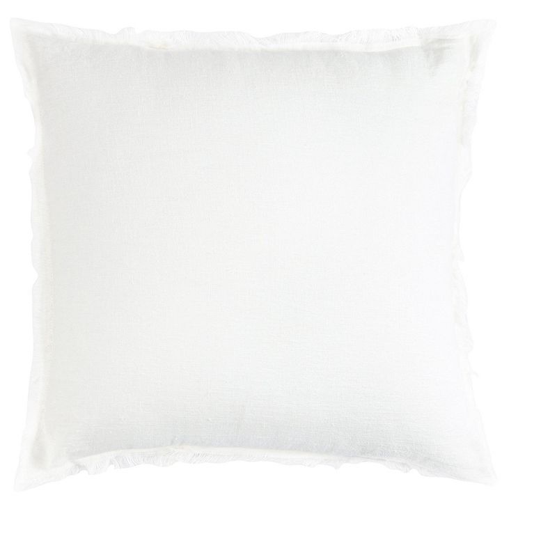 White Fringe Hypoallergenic Cotton Linen Pillow