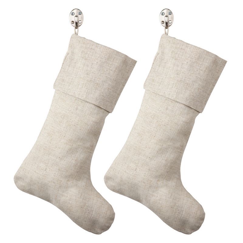 Natural Linen Blend Toscana Christmas Stocking Set