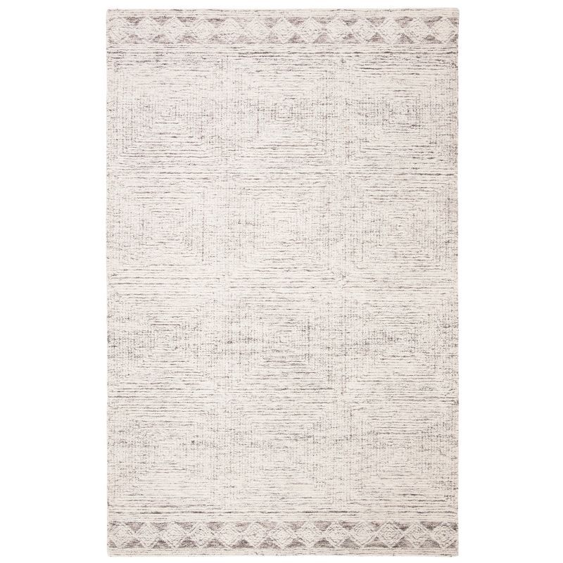 SAFAVIEH Abstract Augustine Distressed Geometric Wool Area Rug, Ivory/Grey, 6' x 9'