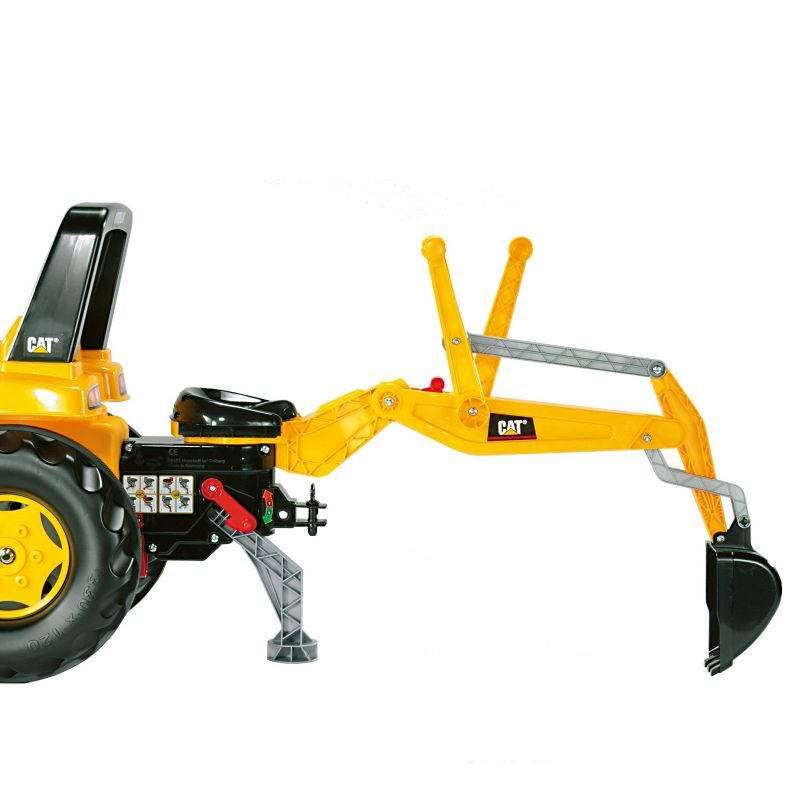 Yellow and Black Pedal Tractor with Front Loader and Backhoe