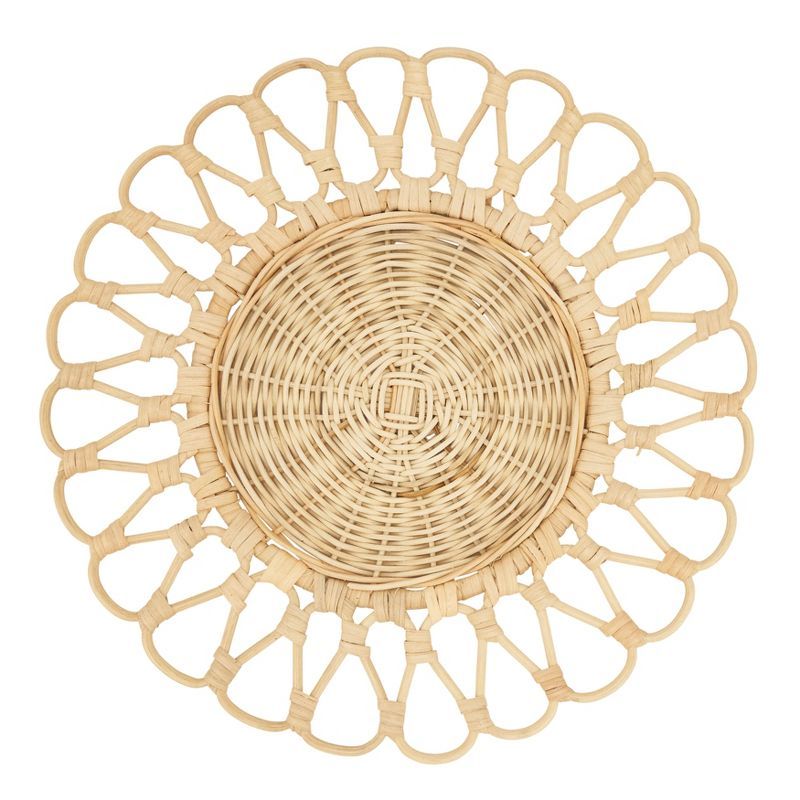 Natural Rattan Cutwork Design Round Placemats, Set of 4