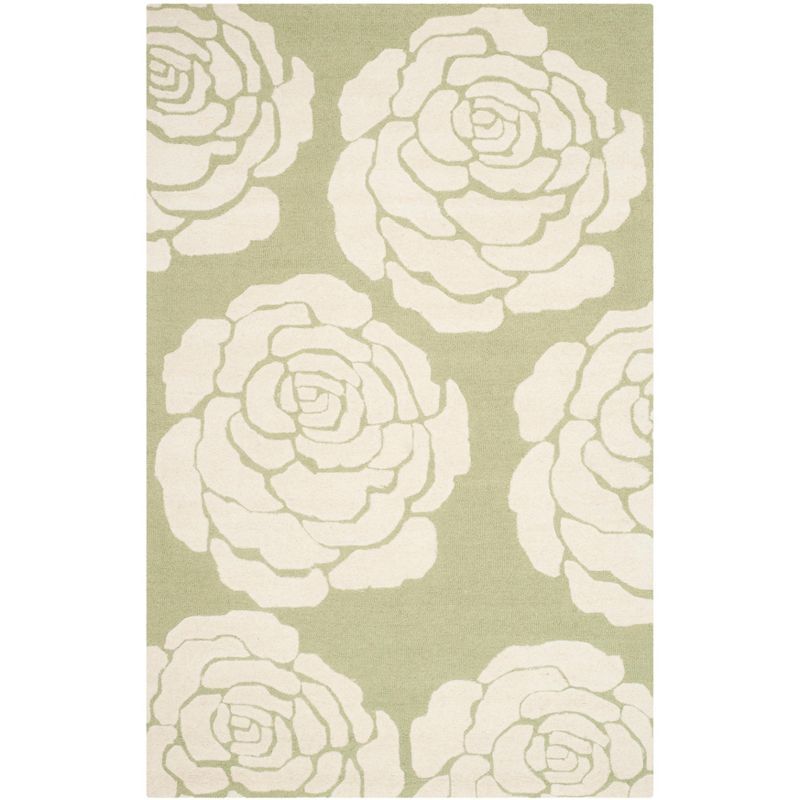 Hand-Tufted Lime & Ivory Wool Rectangular Rug 5' x 8'