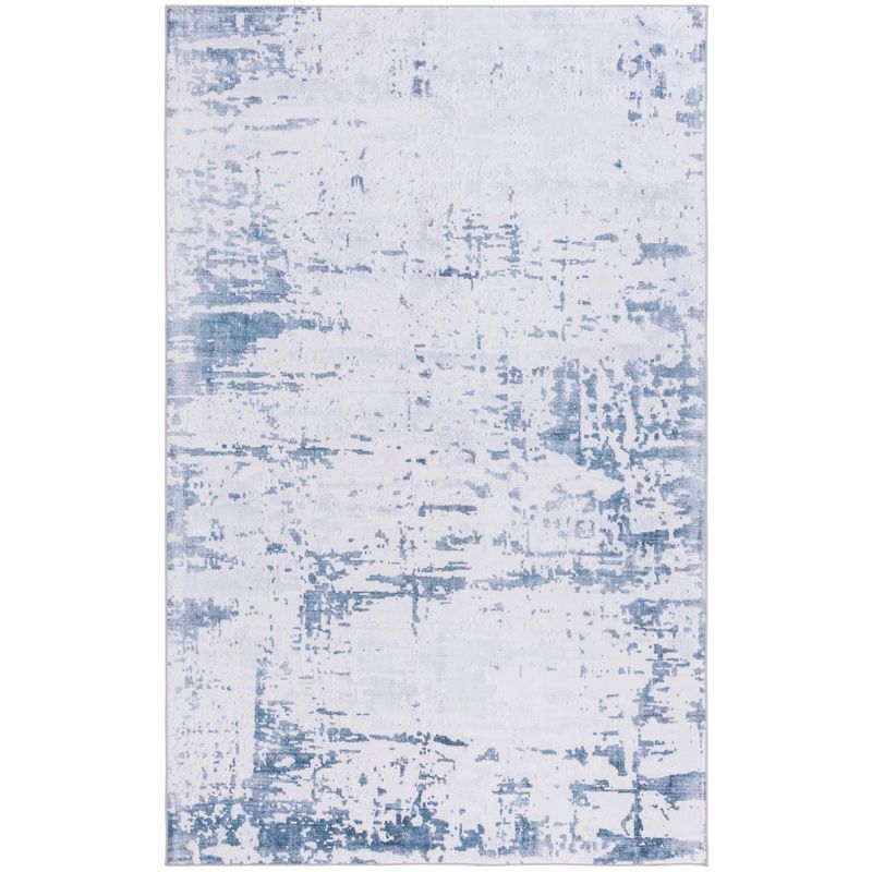 Tacoma 4' x 6' Gray and Navy Synthetic Area Rug