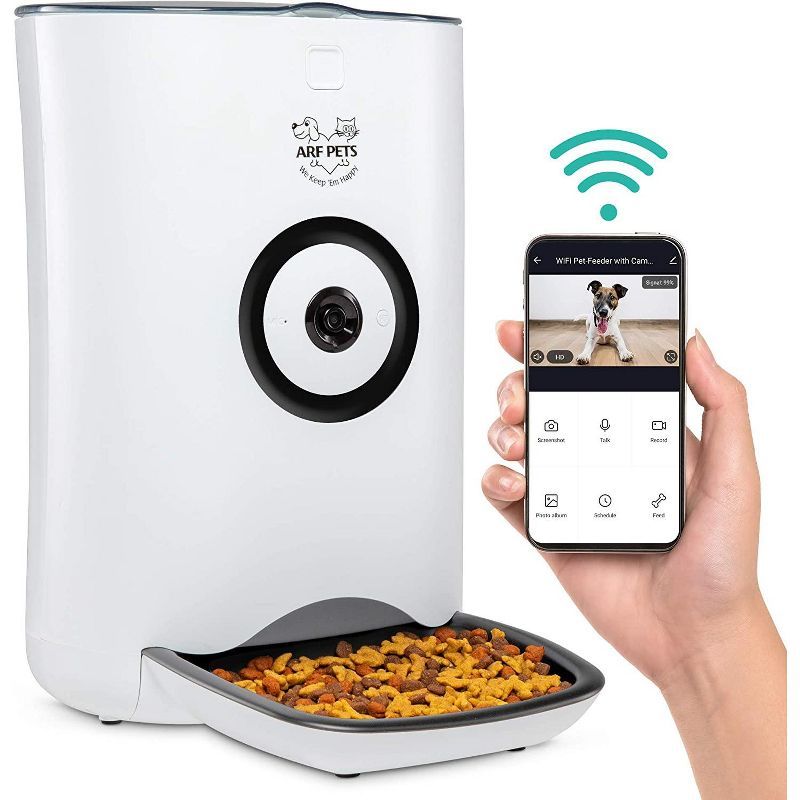 White Wi-Fi Automatic Pet Feeder with Camera