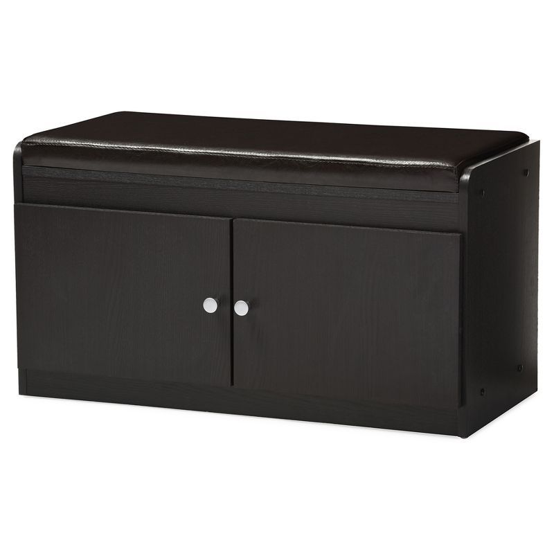 Margaret Espresso Dark Brown Shoe Cabinet with Cushioned Bench