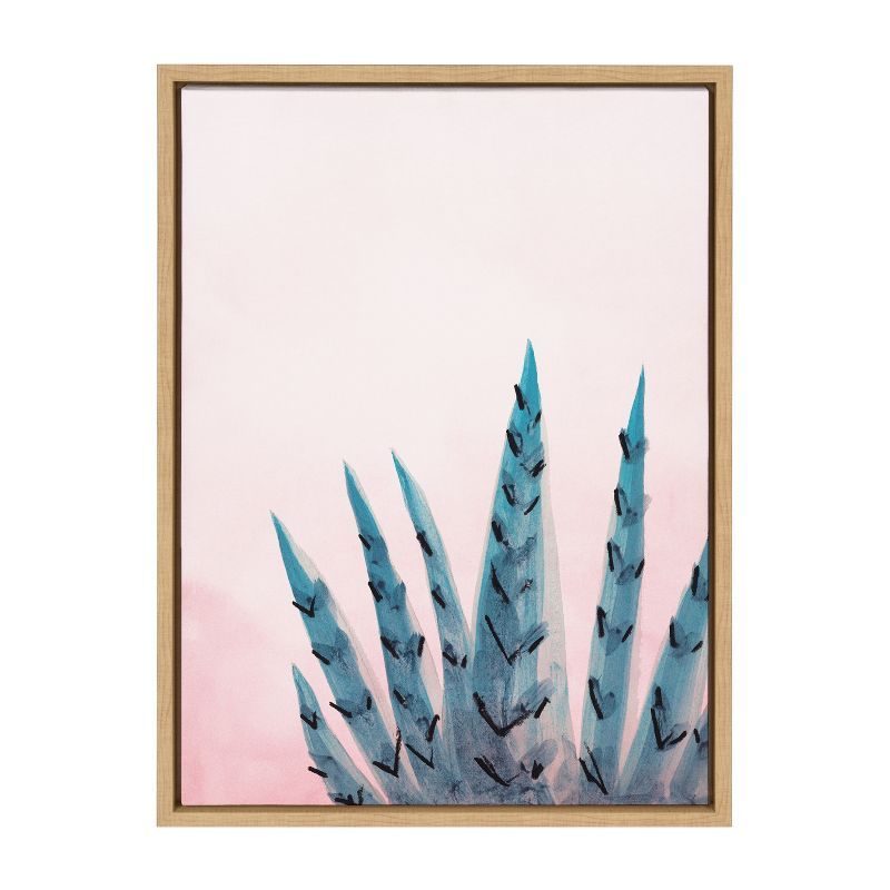 Succulent in Pink Light Framed Canvas Art, 18x24