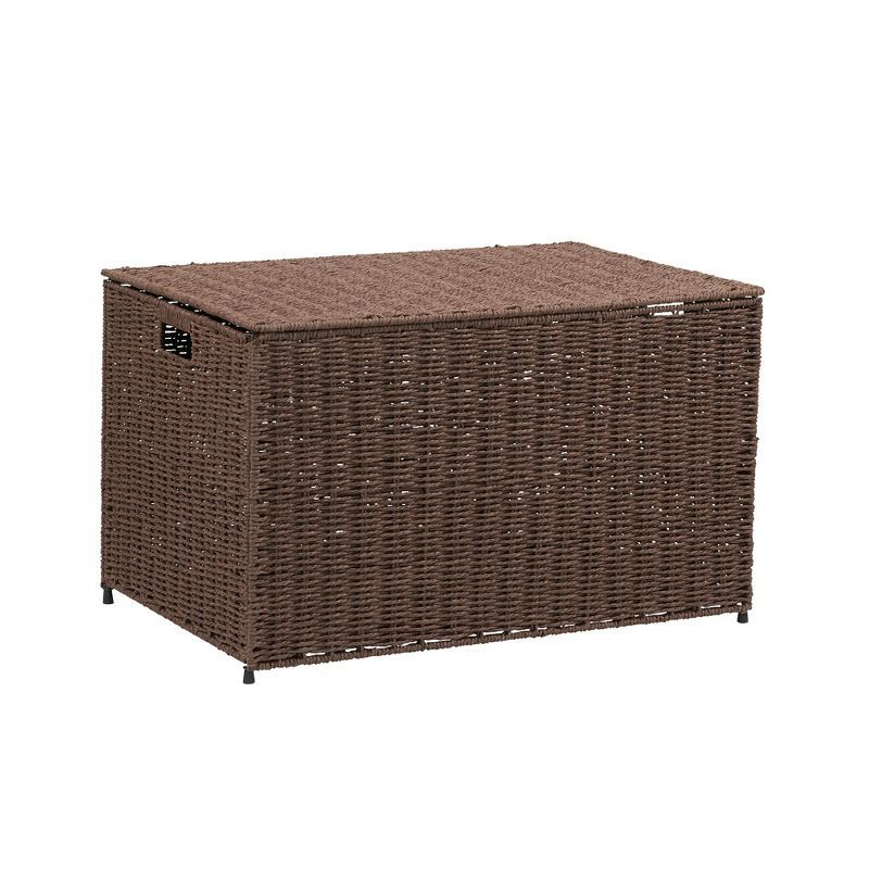 Large Brown Woven Paper Rope Storage Chest with Lift-Off Lid