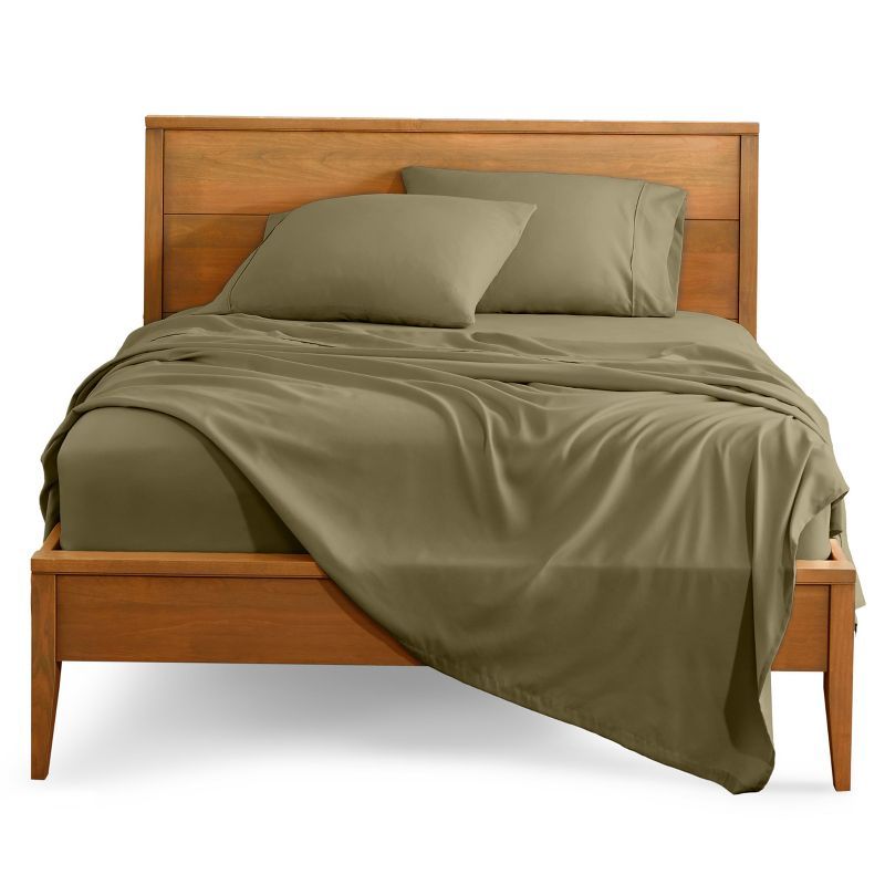 Olive Full-XL Microfiber Deep Pocket 4-Piece Sheet Set