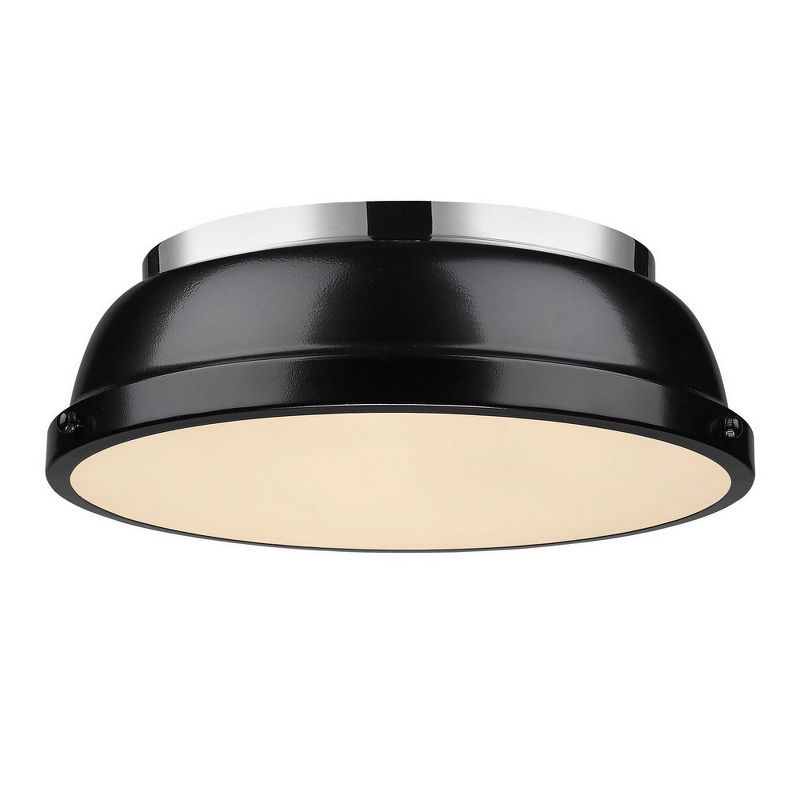 14" Chrome and Black Glass Flush Mount Light